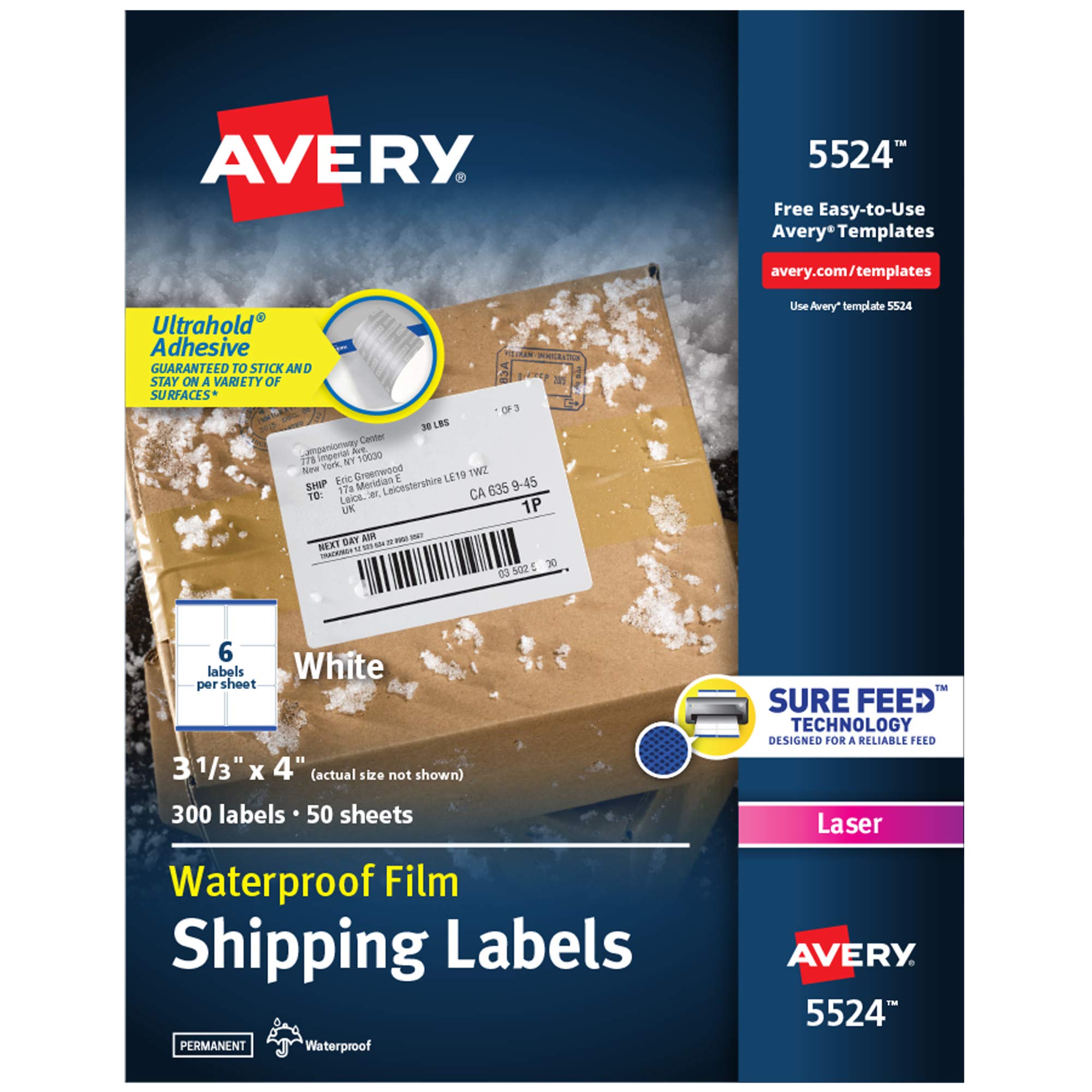 Avery Etiquetas impermeables con adhesivo Ultrahold
