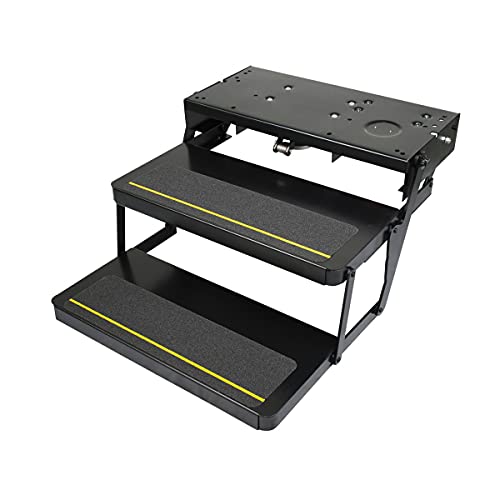 Kwikee Conjunto de escalones eléctricos de la serie 32 con unidad de control lógico y kit de interruptor de alimentación para vehículos recreativos y remolques de viaje