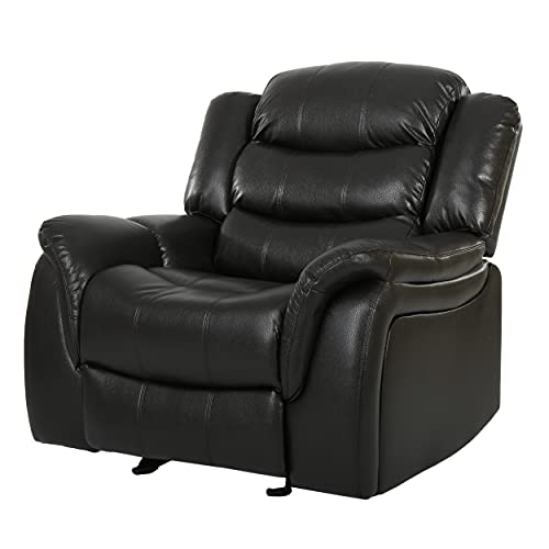 GDFStudio Sillón reclinable/deslizador de cuero negro Merit