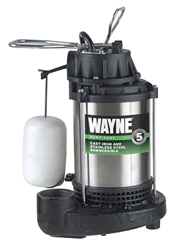 Wayne Bomba sumergible para sumidero de acero inoxidable y hierro fundido CDU1000 de 1 HP con interruptor de flotador vertical integrado - 58321-WYN2
