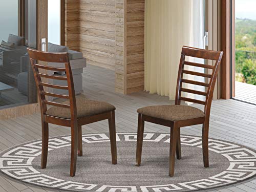 East West Furniture MLC-MAH-C Juego de sillas de comedor Milan - Asiento de tela de lino y silla de comedor de cocina con estructura de madera maciza de caoba