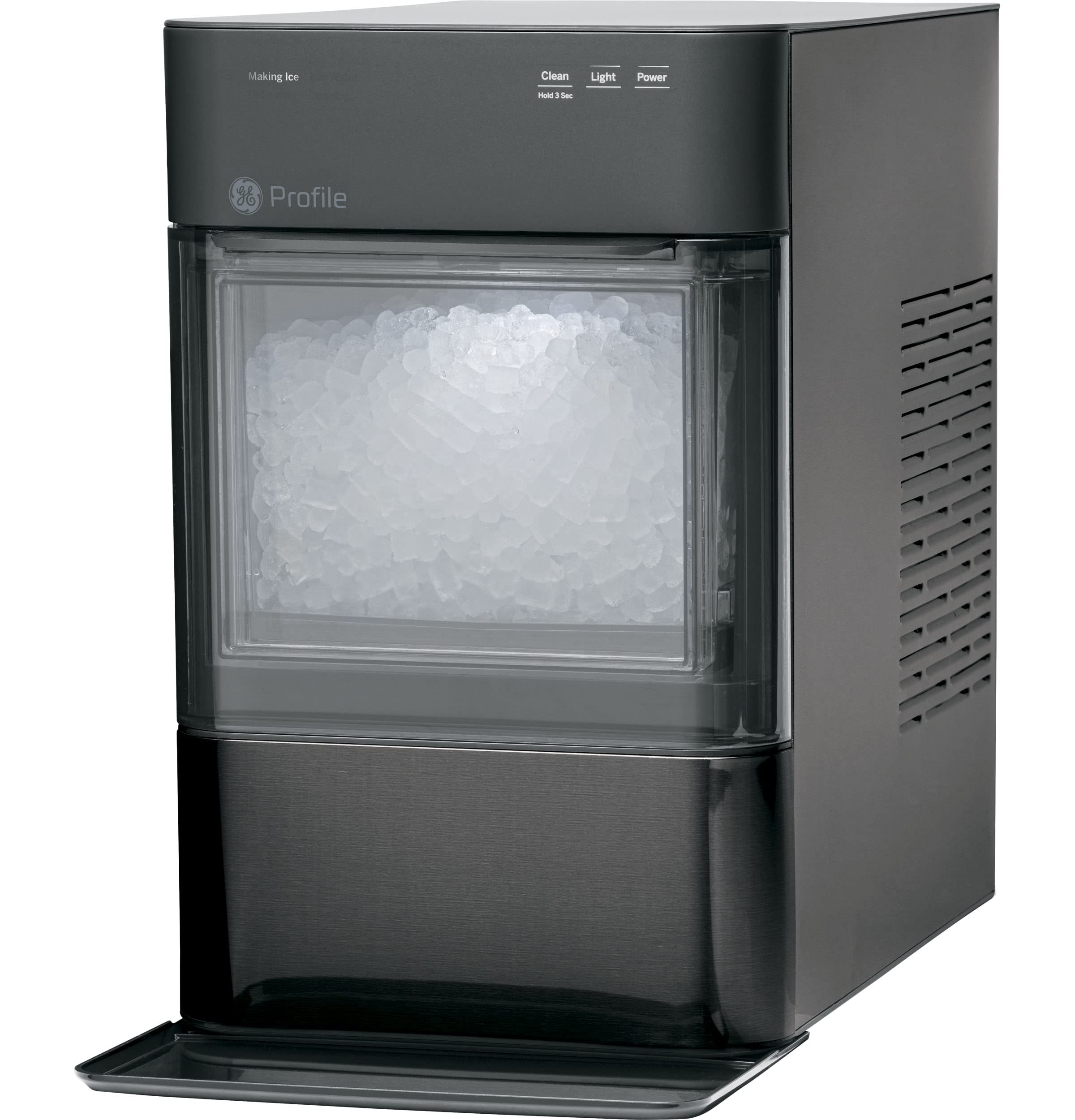 GE Perfil Opal 2.0 | Máquina para hacer hielo Nugt de encimera | Máquina de hielo con conectividad WiFi | Esenciales de cocina para el hogar intelinte | Negro inoxidable
