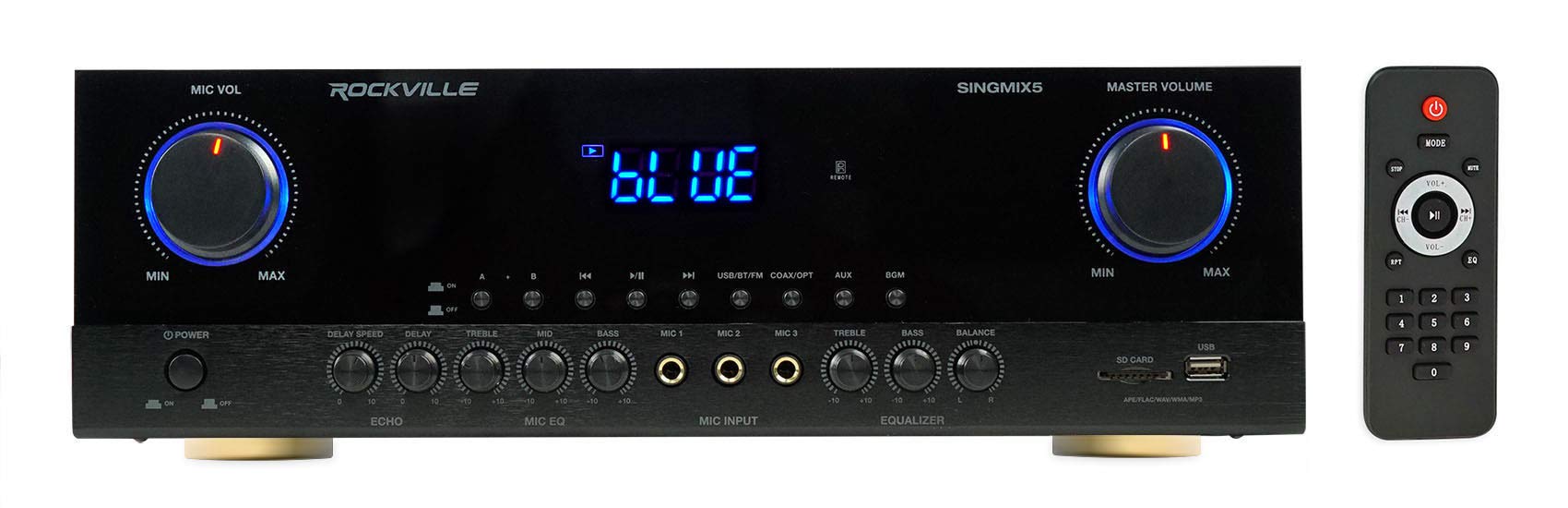 Rockville SingMix 45 1000w Powered Karaoke Mixer Amplificador con Bluetooth/USB/Echo