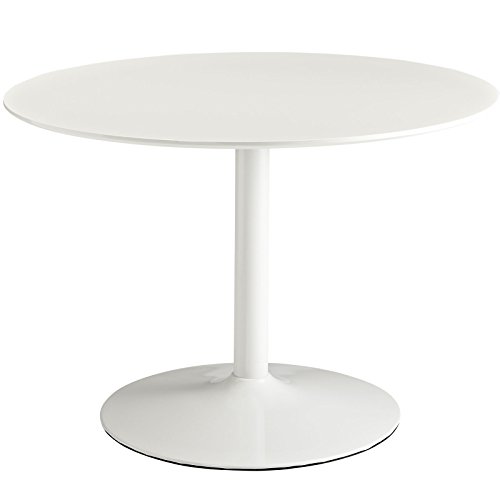 Modway Rostrum - Mesa de comedor y cocina moderna con pedestal redondo de 44' en color blanco