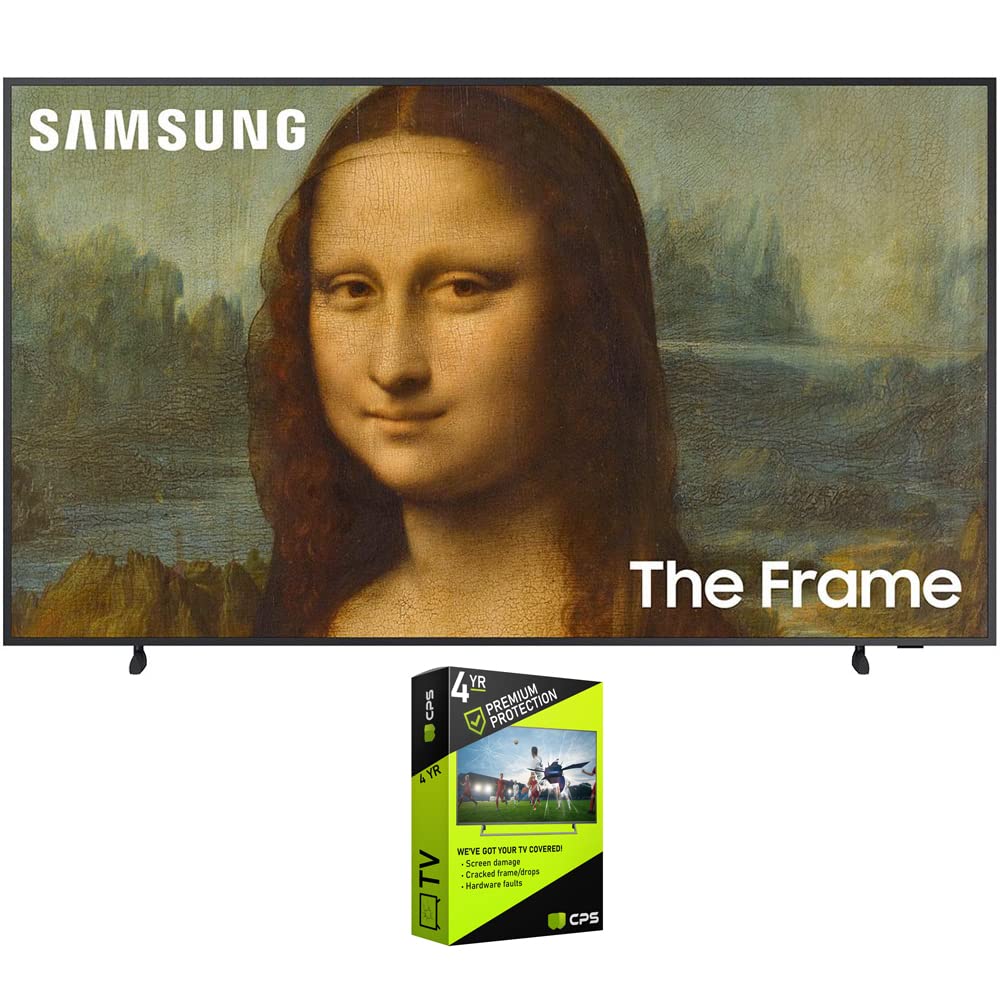 Samsung Paquete The Frame QLED 4K UHD Quantum HDR Smart TV 2022 con paquete de protección mejorada Premium 4 YR CPS