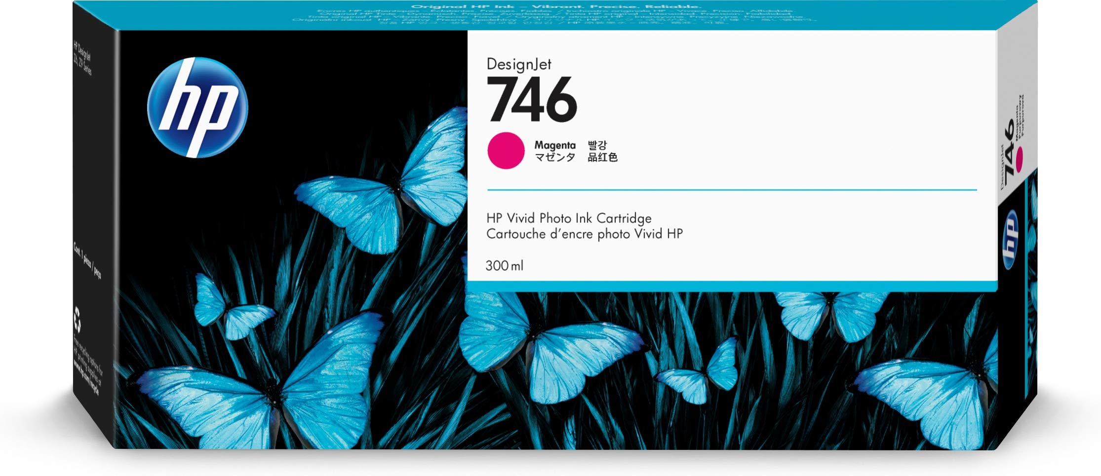 HP Cartucho de tinta original magenta 746 de 300 ml (P2V78A) para impresoras de gran formato DesignJet Z6 y Z9+