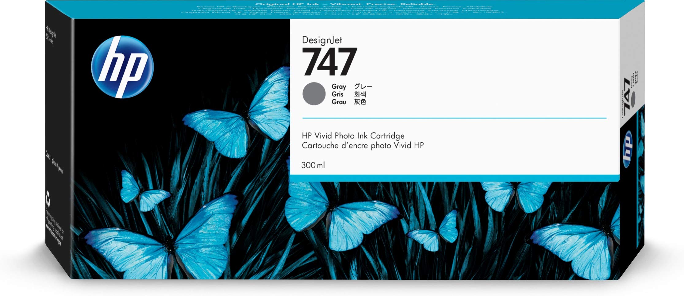 HP Cartucho de tinta original gris 747 de 300 ml (P2V86A) para impresoras de gran formato DesignJet Z9+
