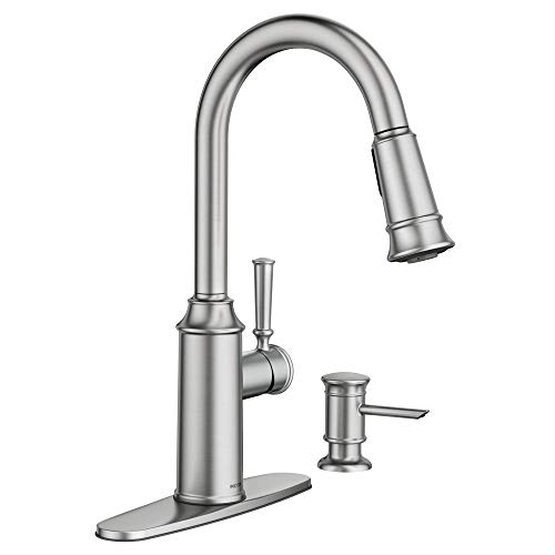 Moen 87731SRS Glenshire Spot resist Grifo de cocina desplegable de arco alto de una sola manija de acero inoxidable