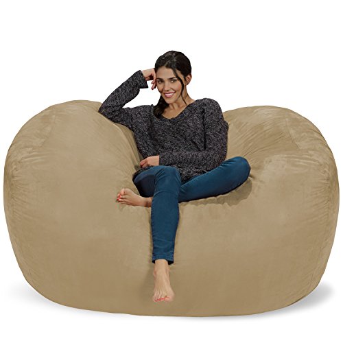 Chill Sack Sillón Bean Bag: Enorme bolsa para muebles de espuma viscoelástica de 6' y tumbona grande - Sofá grande con funda suave de microfibra