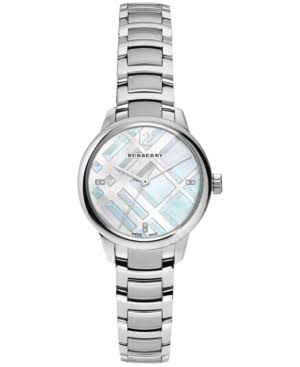 Burberry Reloj de pulsera de acero inoxidable con detalle de diamantes suizos para mujer 32 mm BU10110