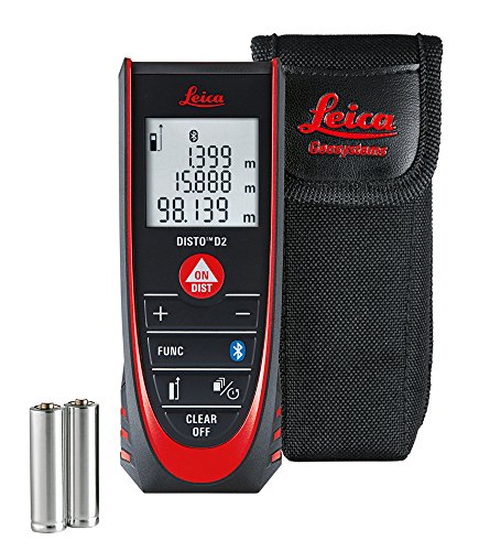 Leica Geosystems Leica DISTO D2 Nuevo medidor de distancia láser imperial métrico de 100 m / 330 pies con Bluetooth 4.0 - Negro / Rojo
