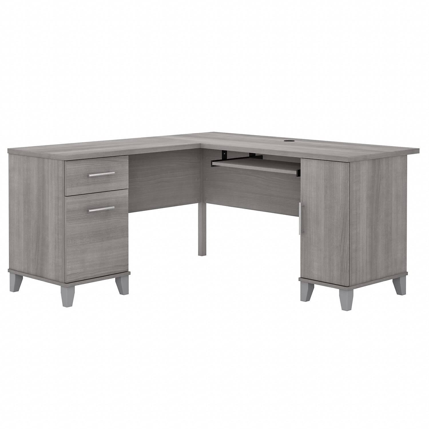 Bush Furniture Escritorio en forma de L Somerset de 60 W con espacio de almacenamiento en gris platino