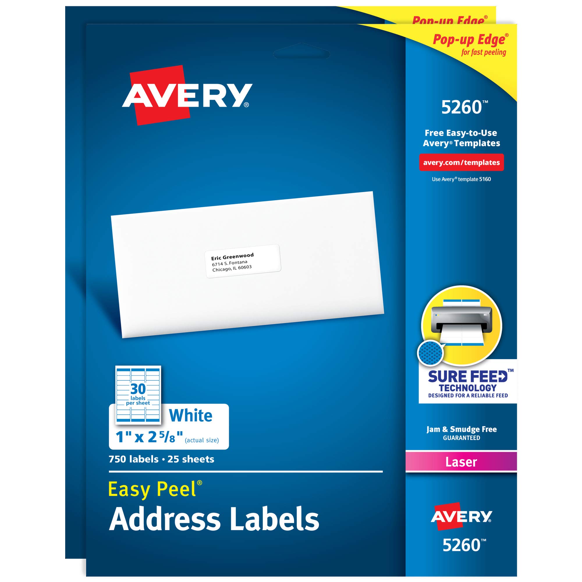 Avery 5160 Etiquetas de dirección fáciles de despegar