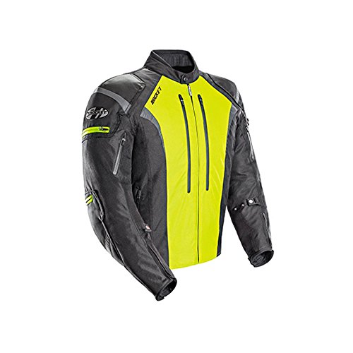 Joe Rocket Chaqueta textil Atomic 5.0 para hombre negra/amarilla de alta visibilidad - 2X-Large