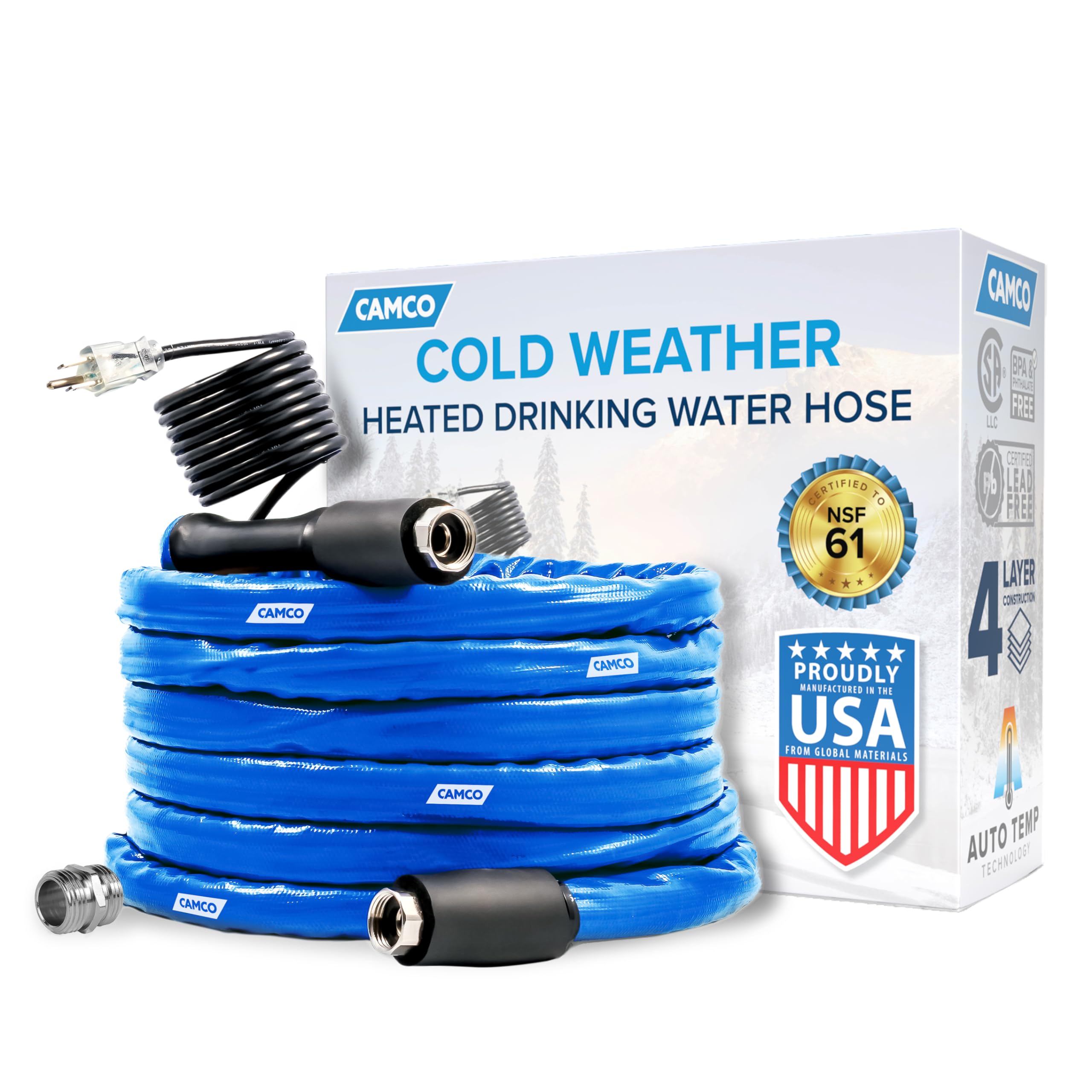 Camco 50-Foot Heated Drinking Water Hose | Features Wat...