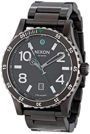 Nixon Reloj para hombre A277-1421 Diplomat SS negro / plateado / verde