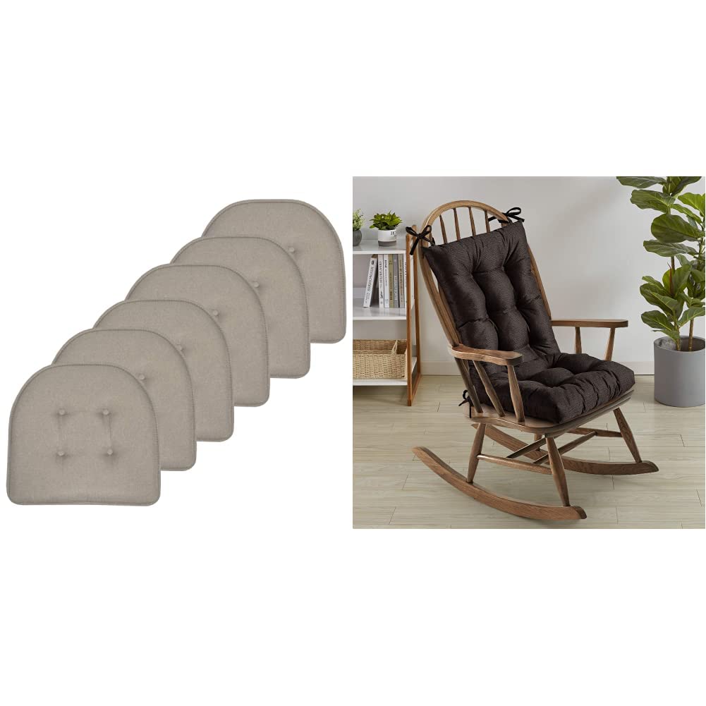 Sweet Home Collection Cojín para silla Almohadillas de espuma viscoelástica Tufted Slip antideslizante Respaldo de goma en forma de U 17'' x 16'' Funda de asiento