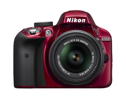 Nikon D3300 1533 24.2 MP CMOS SLR digital con enfoque automático-S DX NIKKOR Lente con zoom 18-55 mm f / 3.5-5.6G VR II - Rojo