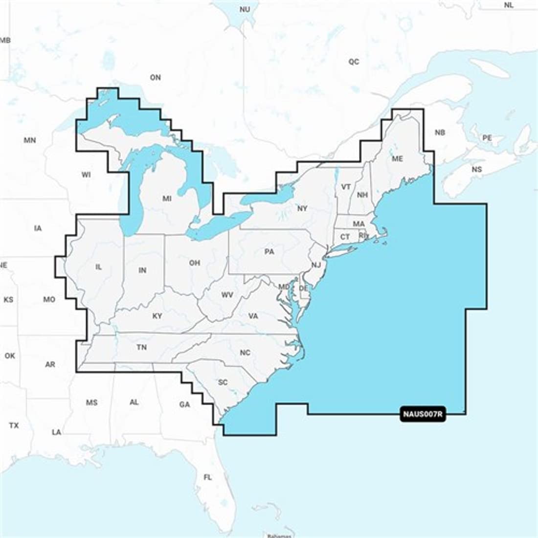 Navionics Regiones del este de EE. UU. (NAUS007R) - Gráficos marinos y lacustres con formato Micro SD precargado (010-C1370-30)