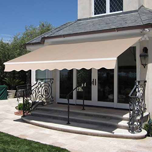 Best Choice Products Toldo para toldo retráctil para patio de 98x80 pulgadas con marco de aluminio y manivela - Beige