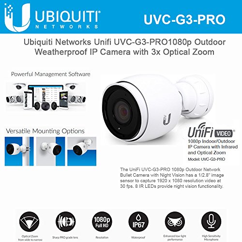 Ubiquiti Networks Ubiquiti Network UniFi UVC-G3-PRO 1080p Cámara IP resistente a la intemperie para exteriores con zoom óptico 3x