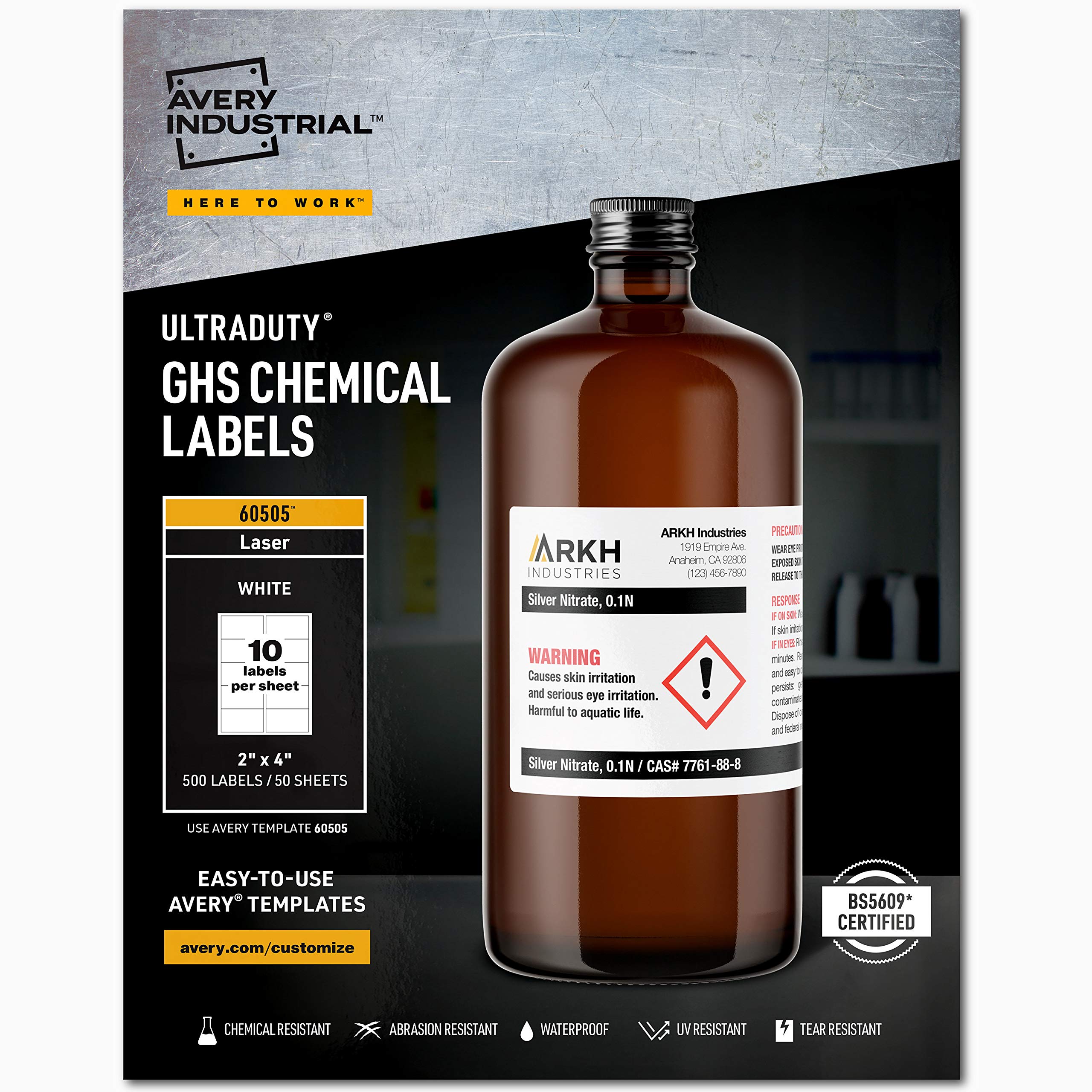 Avery Etiquetas químicas UltraDuty GHS para impresoras láser