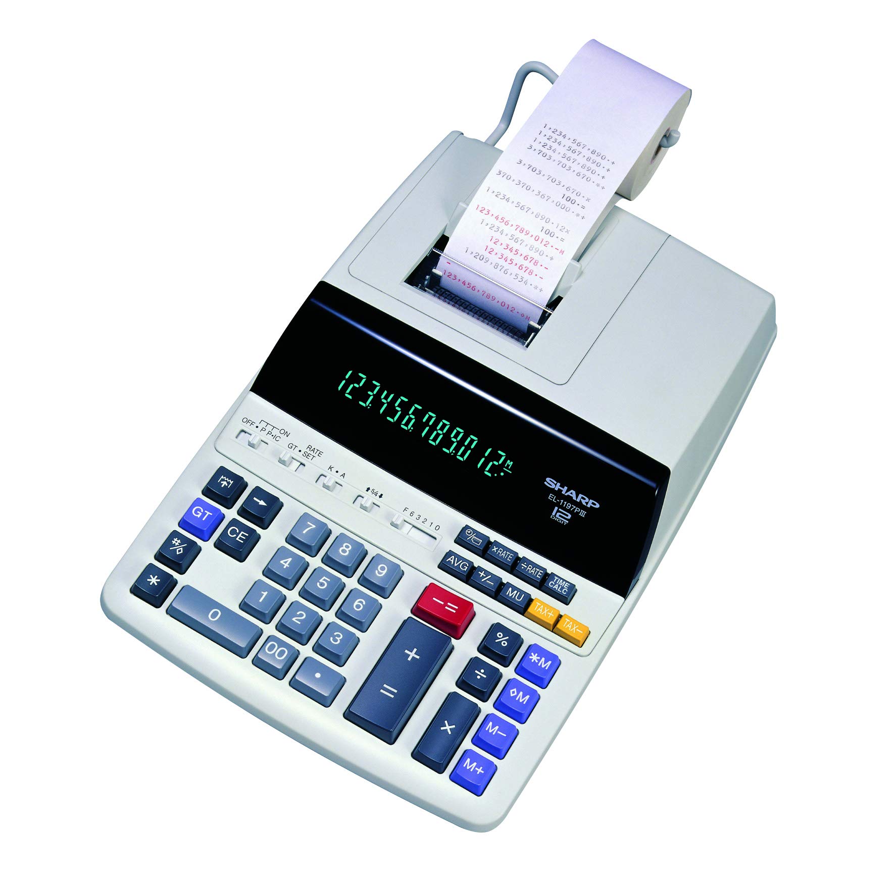 Sharp EL-1197PIII Calculadora de impresión a color de alta resistencia con reloj y calendario