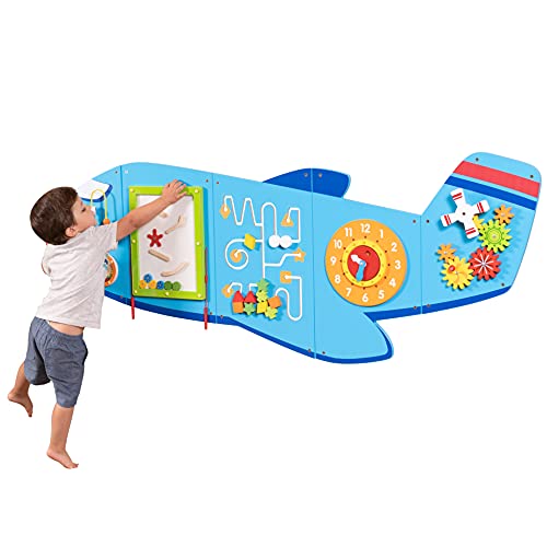  Learning Advantage Paneles de pared de actividades de avión - Centro de actividades para niños pequeños - Juguete montado en la pared para niños mayores de 18 meses - Decoración infantil para...