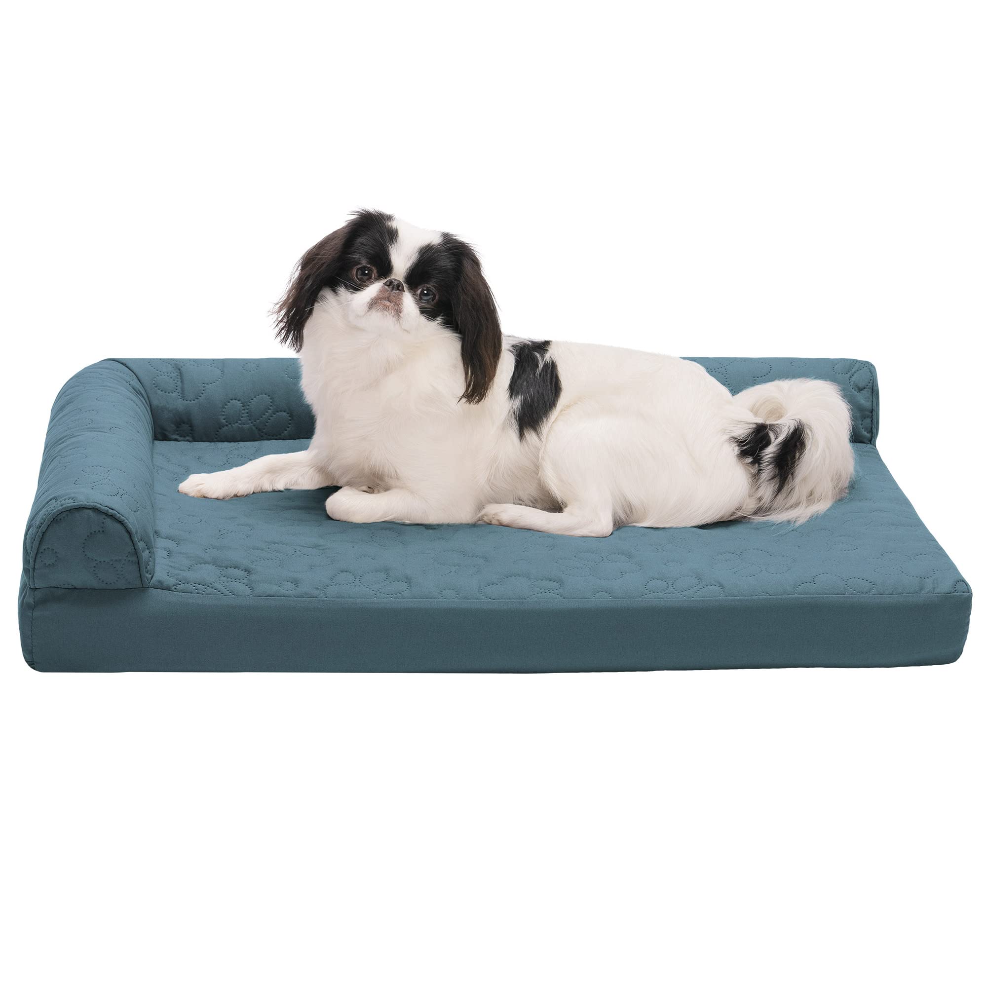 Furhaven Cama ortopédica mediana para perros Chaise longue en forma de L con patas acolchadas Pinsonic con lavamanos extraíble