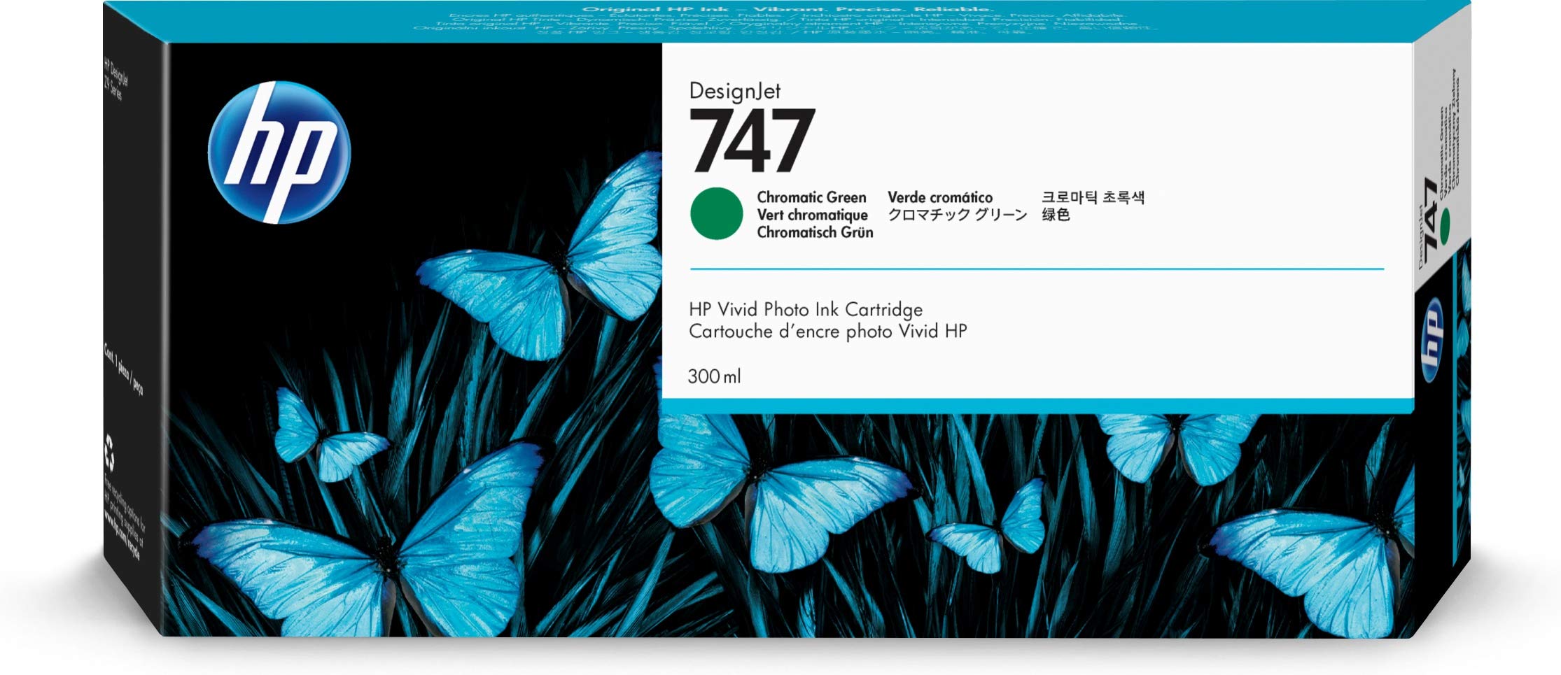 HP Cartucho de tinta original 747 Chromatic Green de 300 ml (P2V84A) para impresoras de gran formato DesignJet Z9+