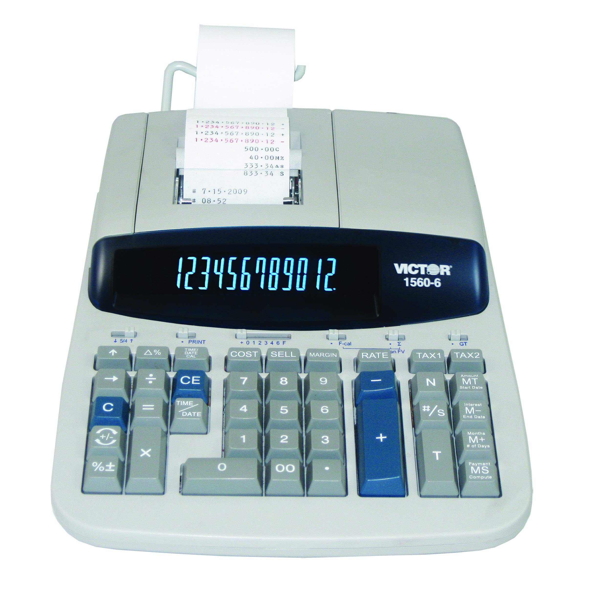 Victor 1560-6 Calculadora de impresión comercial de alta resistencia de 12 dígitos con pantalla grande y asistente de préstamo