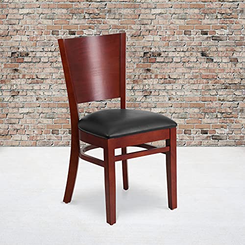 Flash Furniture Silla de restaurante de madera de caoba con respaldo macizo serie Lacey - Asiento de vinilo