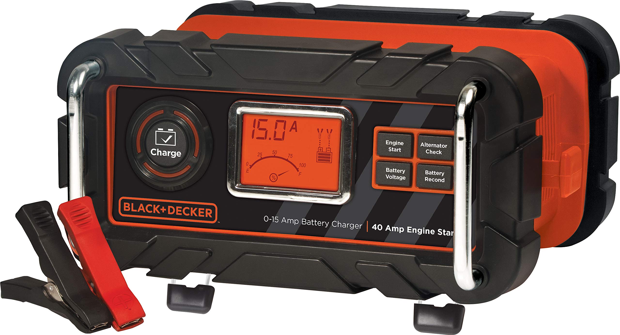 BLACK+DECKER BC15BD Cargador de batería de banco de 15 amperios con verificación de alternador y arranque de motor de 40 amperios