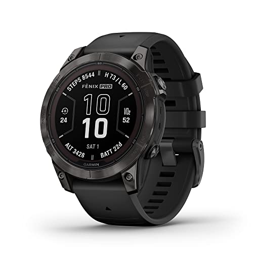 Garmin fēnix 7 Pro Sapphire Solar, Multisport GPS Smartwatch, Built-in Flashlight, Solar Charging Capability, Black