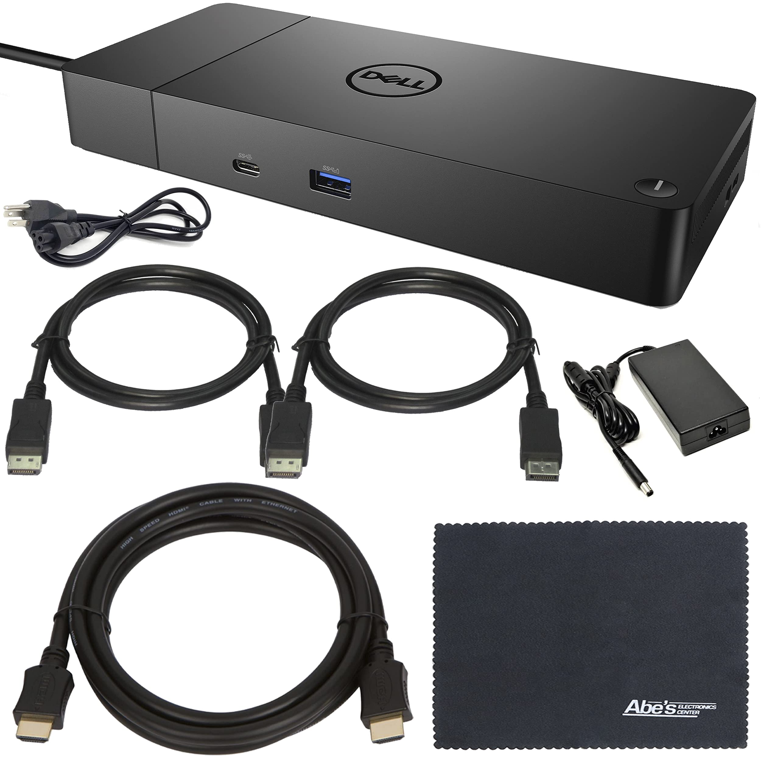 AOM Estación de acoplamiento Dell Performance Dock WD 19S WD19S (WD19S130W) con adaptador de alimentación de 130 W + cable HDMI ZoomSpeed + 2 cables DisplayPort ZoomSpeed + paquete básico