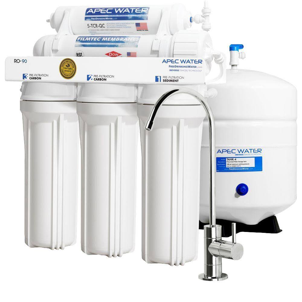 APEC Water Systems Sistema de filtro de agua potable de ósmosis inversa ultra seguro de 90 GPD de alto flujo certificado Supremo de nivel superior de APEC (ULTIMATE RO-90)