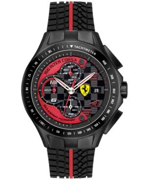 Ferrari Reloj para hombre con correa de caucho negro y cronógrafo Race Day 0830077