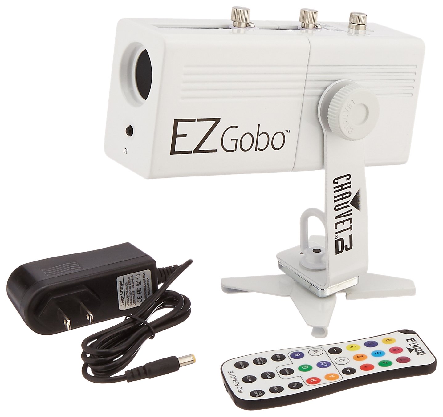 CHAUVET DJ EZGOBO Proyector LED Gobo alimentado por batería con luz de efecto de DJ con zoom manual