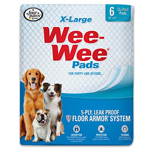 Four Paws Wee-Wee Control de olores con almohadillas para orinar Febreze Freshness para perros - Almohadillas para perros y cachorros para entrenamiento para ir al baño