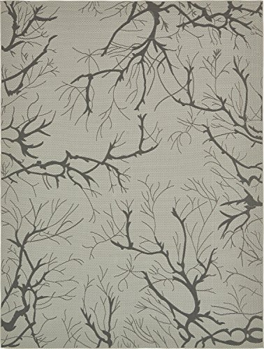 Unique Loom Colección Botánica para exteriores Alfombra de área gris claro de tejido plano de transición pictórica abstracta para interiores y exteriores (9 '0 x 12' 0)