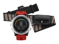 Garmin Paquete de reloj GPS de entrenamiento multideporte fenix 3 plateado con banda roja HRM Run
