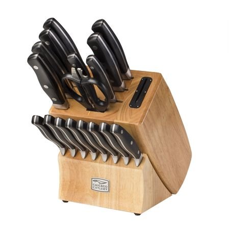 Chicago Cutlery Juego de tacos para cuchillos Insignia2 de 18 piezas con afilador de cuchillos integrado
