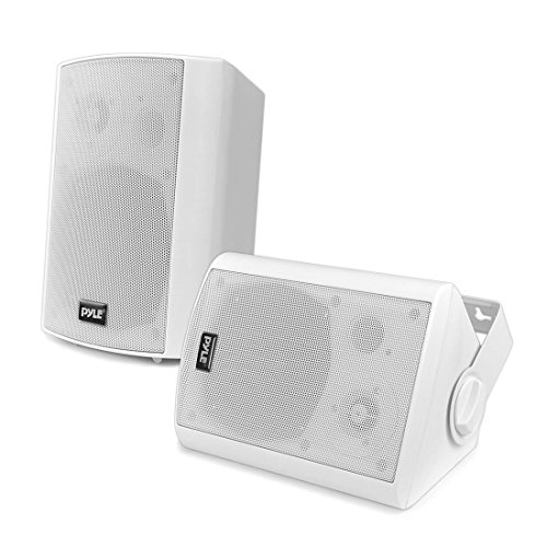  Pyle Sistema de altavoces domésticos de montaje en pared - Par activo + pasivo Inalámbrico Compatible con Bluetooth Interior / exterior Resistente al agua Juego de altavoces de sonido estéreo...