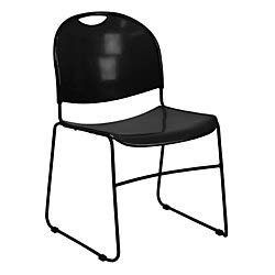 Flash Furniture 5 paquetes Silla apilable ultracompacta negra con capacidad de 880 lb de la serie HERCULES con estructura cromada