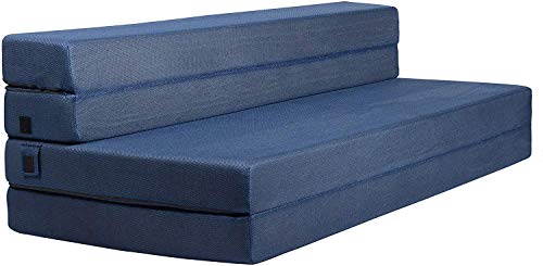 Milliard Colchón plegable de espuma de tres pliegues y sofá cama para invitados - Queen 78x58x4.5 pulgadas (azul)