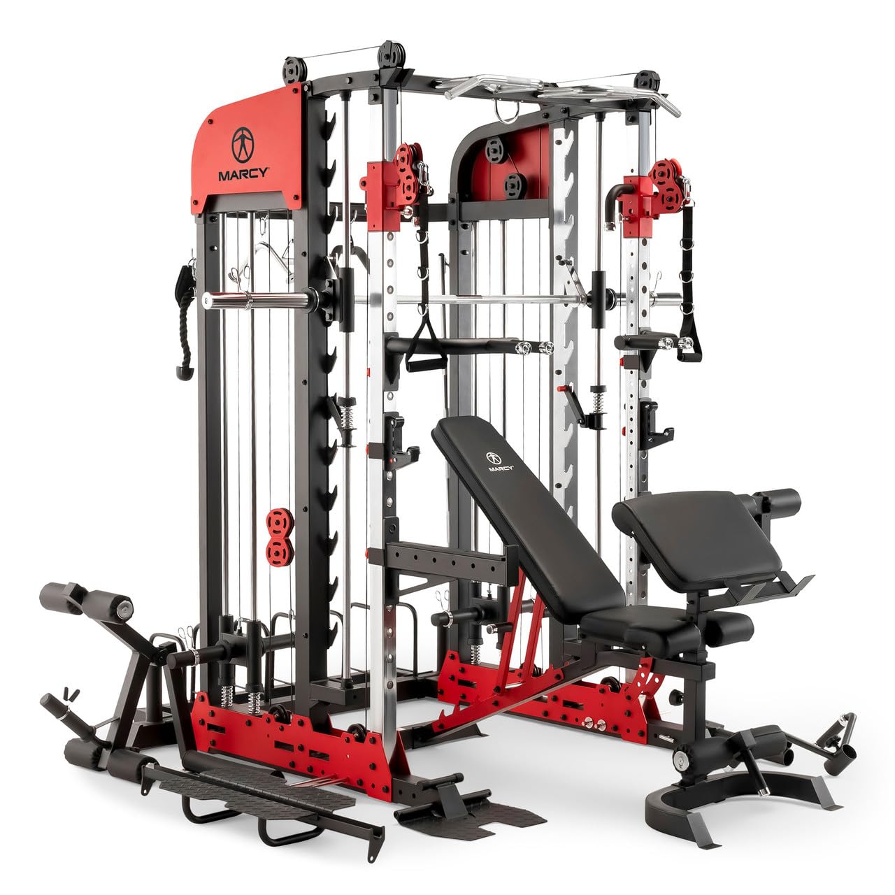 Marcy Pro Deluxe Smith Cage Home Gym System for Weight Training SM-7553