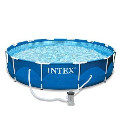 Intex Juego de marco de metal de 12' x 30' para piscina sobre el suelo con filtro | 28211EH