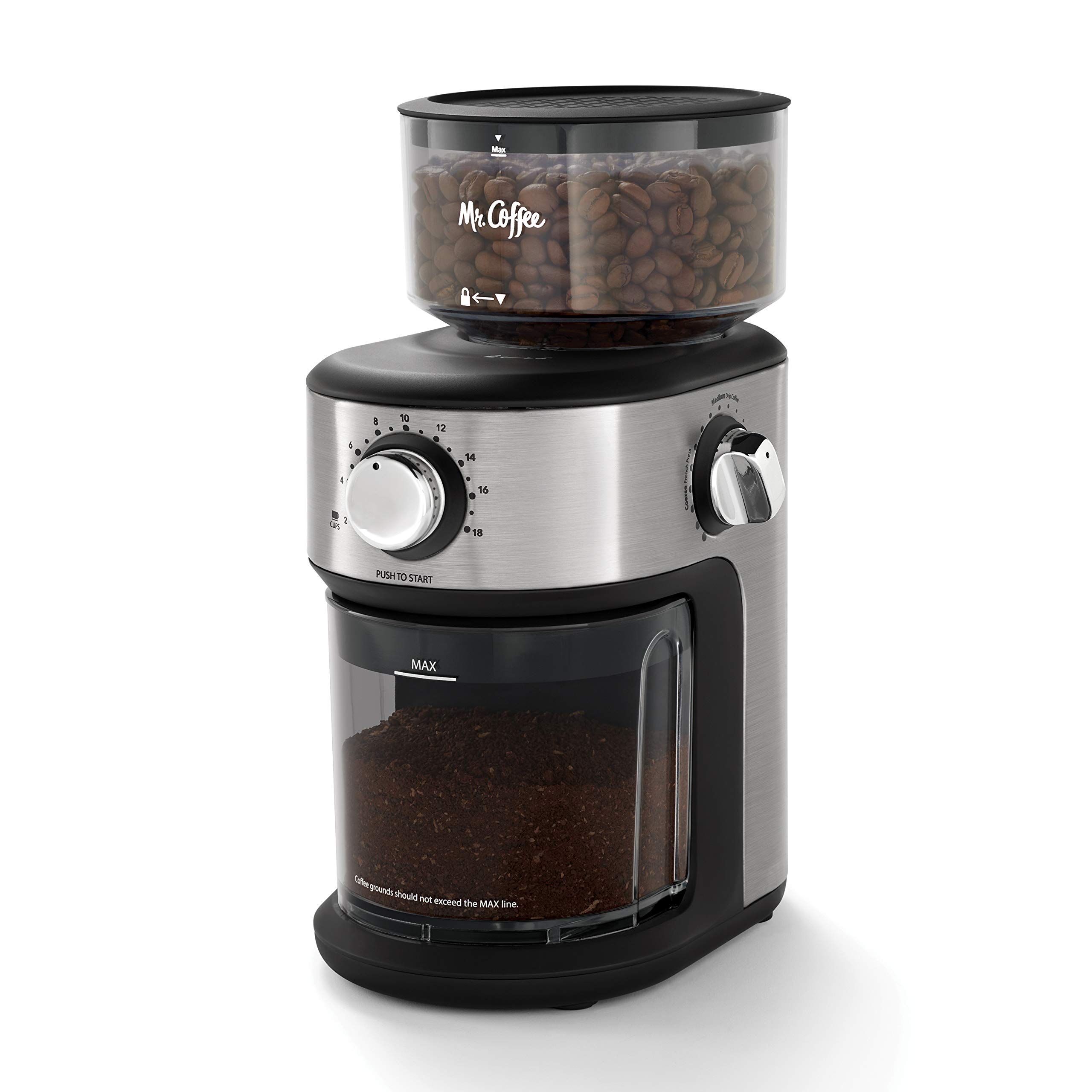 Mr. Coffee Molinillo de café automático Burr Mill con 18 molinillos personalizados