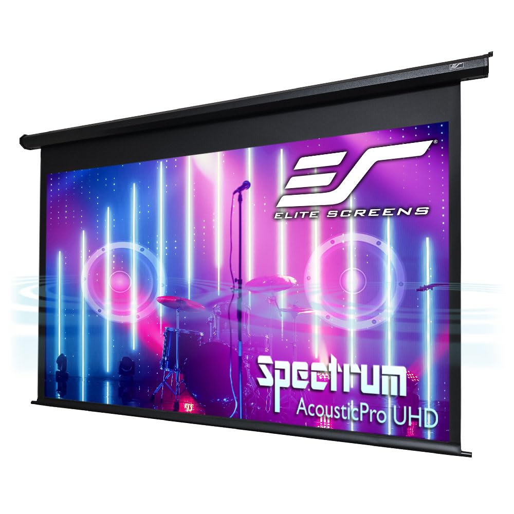 Elite Screens Spectrum AcousticPro UHD Series 125-inch Motorized Projector Screen Electric Projection screen, 16:9 4K ultra HD ready and moire-free wall ceiling installations Electric125H-AUHD