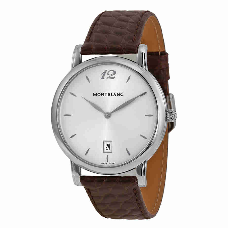 Montblanc Star Classique Date Reloj para hombre de cuero marrón de acero inoxidable 108770